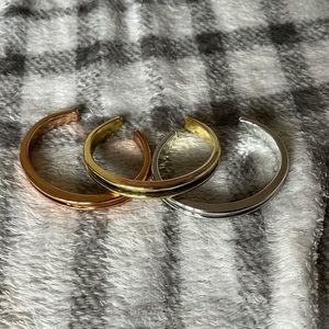 Set of 3 Rose Gold, Gold, Silver hair tie bracelets